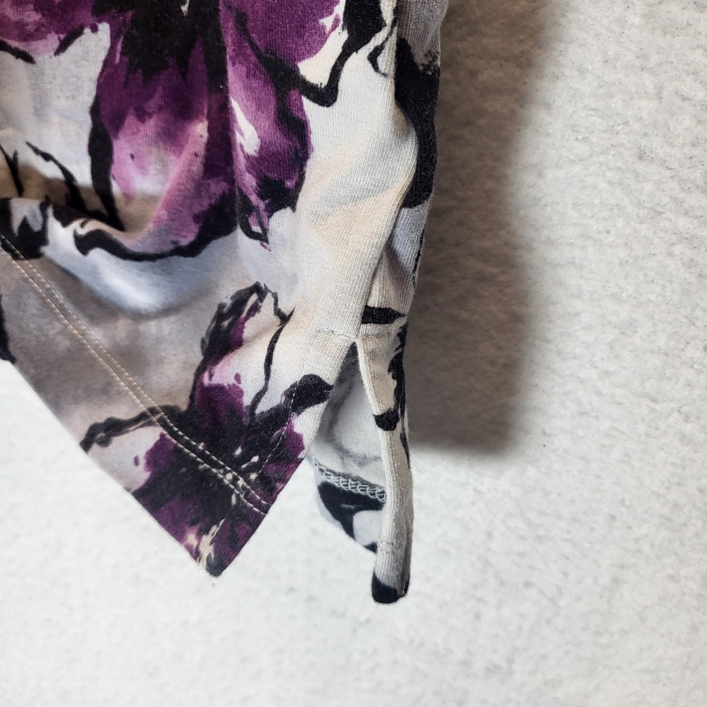 Alfred Dunner Womens Med Floral Print Short Sleeve Blouse Embellished Neckline - Picture 3 of 8